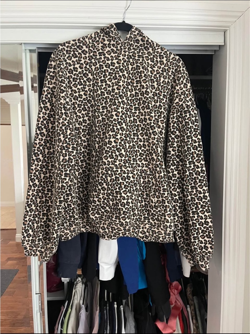 Amazon Leopard Print Women's Pullover Jacket - Cream & Brown